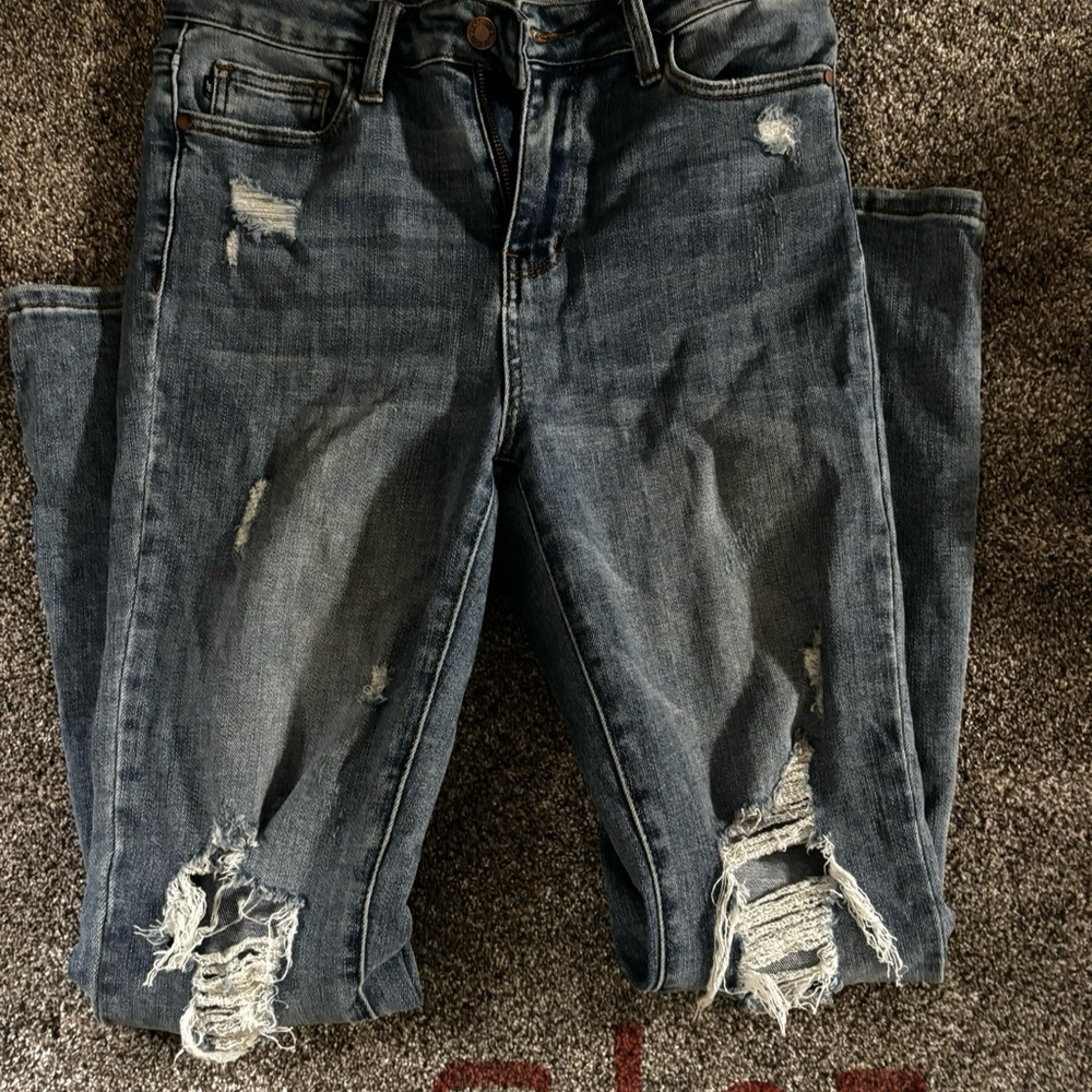 Distressed Blue Jeans